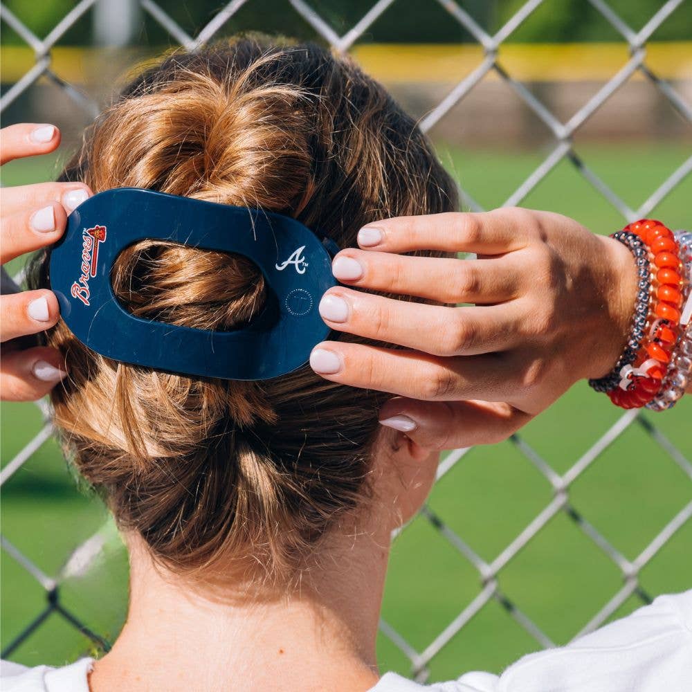 Flat Round Hair Clip | Large | Atlanta Braves
