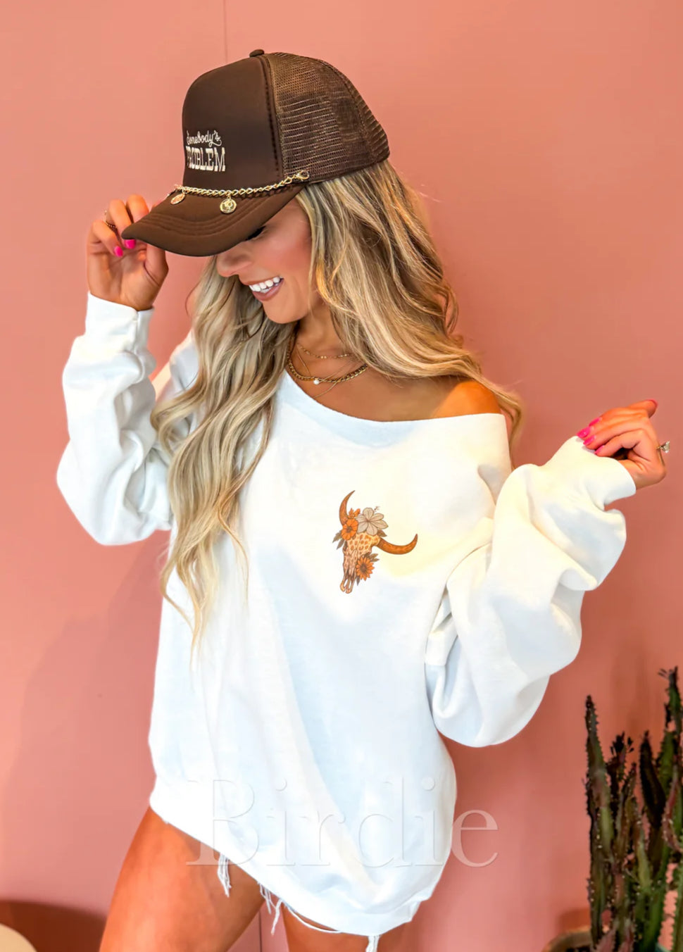If I’m the problem off shoulder Graphic Crewneck