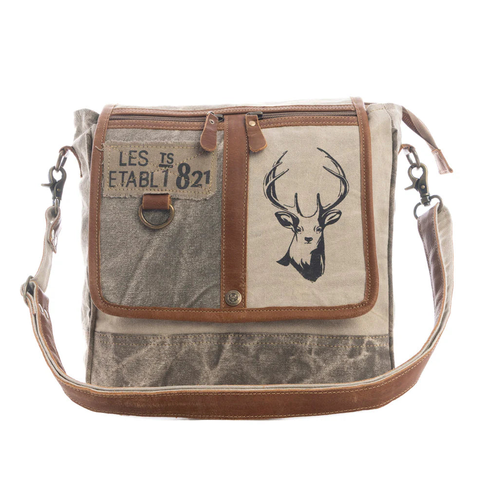 Myra White Hart Deer Shoulder Bag