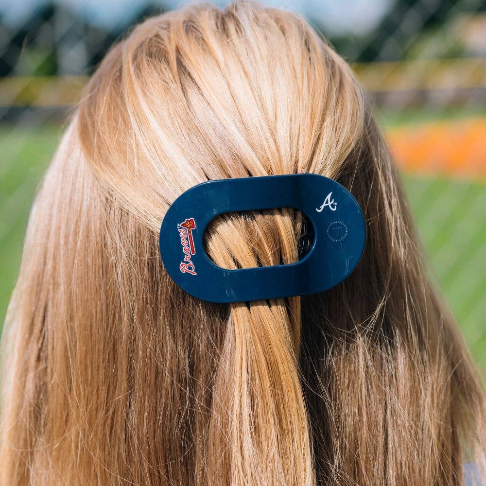 Flat Round Hair Clip | Medium | Atlanta Braves